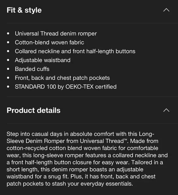 Women's Long Sleeve Denim Romper Size 16 Universal Thread™ Adjustable Waist - Picture 4 of 7